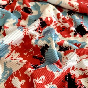 2×2 FDY RIB Print Knit Fabric For Summer Clothing Garment插图3